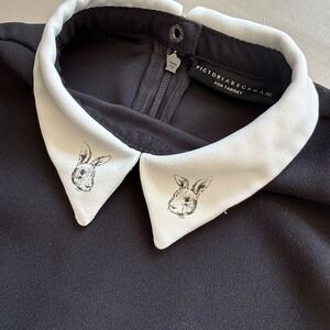 Victoria Beckham Girls Black Shift Dress Bunny Rabbit Collar Size S Small modern